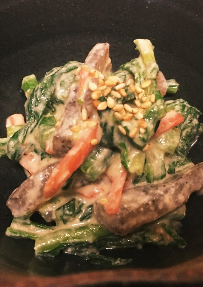 本日のお通し⑦かき菜の白和え-レシピのメイン写真