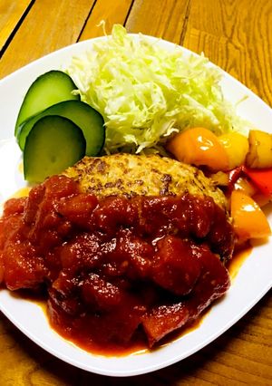 トマトまみれポークでも美味しいハンバーグ-レシピのメイン写真