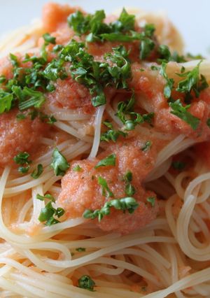 ガスパチョを使った冷製パスタ-レシピのメイン写真