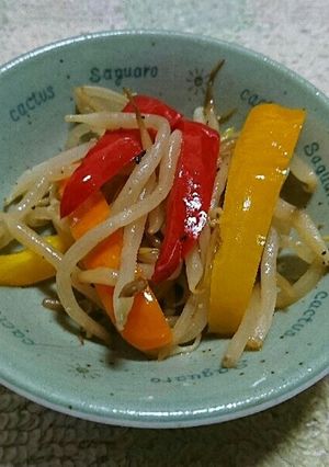 もやしとカラーピーマンのめんつゆ炒め-レシピのメイン写真