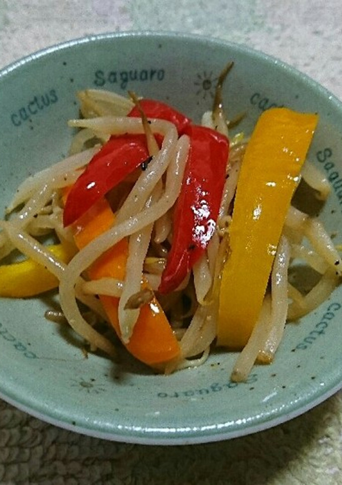 もやしとカラーピーマンのめんつゆ炒め-レシピのメイン写真