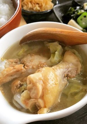 簡単！朝食◎手羽元とキャベツの生姜スープ-レシピのメイン写真