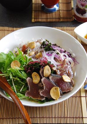 鰹と水菜の和風ベジボウル-レシピのメイン写真