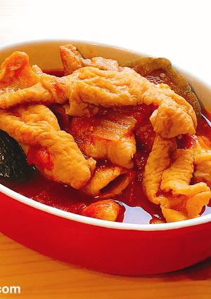 豚モツとナスのトマト煮込み-レシピのメイン写真