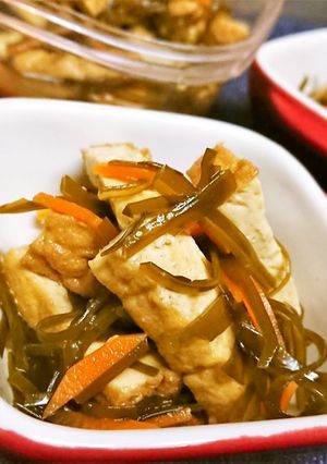 レンチンで楽チン！切り昆布と厚揚げの煮物-レシピのメイン写真