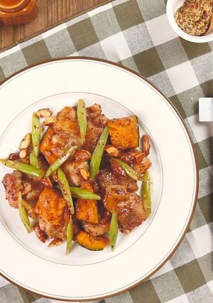 鶏肉とかぼちゃのハニーマスタード炒め-レシピのメイン写真