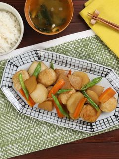 フライパンで!鶏つくねと根菜の和風煮-レシピのメイン写真