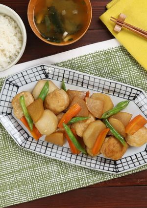 フライパンで！鶏つくねと根菜の和風煮-レシピのメイン写真
