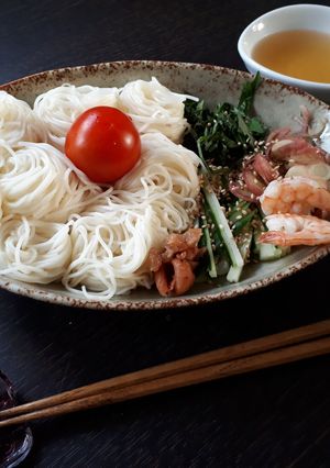 超簡単!さっぱりおだしのぶっかけ素麺-レシピのメイン写真