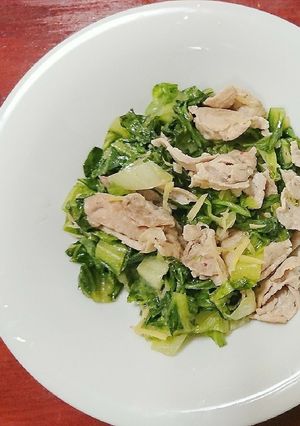 早っ！超シンプル！ロメインレタス豚肉炒め-レシピのメイン写真