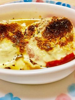 ☆玉ねぎとトマトの肉詰めグラタンスープ☆-レシピのメイン写真