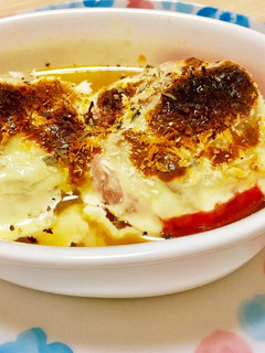 ☆玉ねぎとトマトの肉詰めグラタンスープ☆-レシピのメイン写真