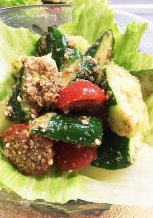 超簡単！キュウリとプチトマトの胡麻和え-レシピのメイン写真