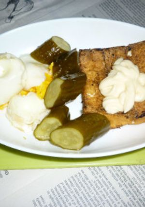 絹厚揚げ+卵の網焼き+キュウリの焼酎漬け-レシピのメイン写真