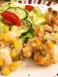 鶏肉、コーン、グリーンピースの揚げ物-レシピのメイン写真