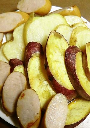 アマニ油だけでサツマイモじゃがいもの焼物-レシピのメイン写真