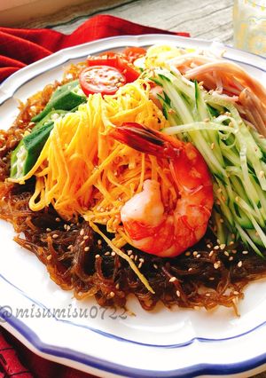 もずくを麺代わりに低糖質冷やし中華-レシピのメイン写真