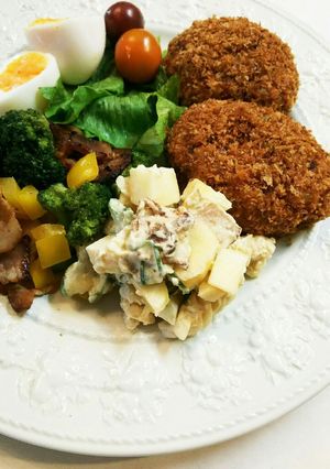 お弁当用 マカロニポテトサラダinりんご-レシピのメイン写真