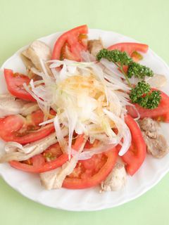蒸し鶏とトマトのピリ辛ソース-レシピのメイン写真