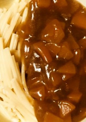 母親の介護食・嚥下食に人参カレーパスタ-レシピのメイン写真