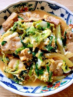 白菜とニラと豚バラの卵とじ!-レシピのメイン写真