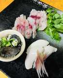 イサキ湯引き皮ポン酢 白子ポン酢 お刺身