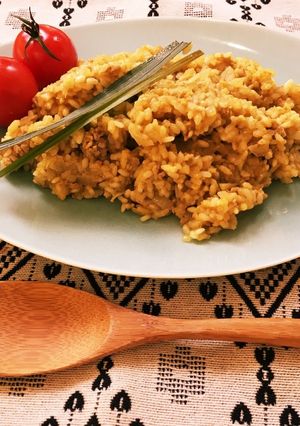 ひき肉玉ねぎのカレー炊き込みご飯-レシピのメイン写真