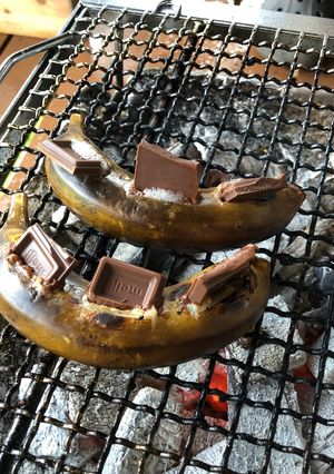 BBQ キャンプで 焼きチョコバナナ-レシピのメイン写真