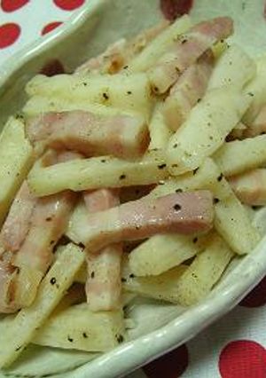 長いもとベーコンの塩バターきんぴら-レシピのメイン写真