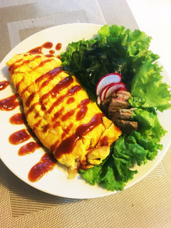 男子飯ステーキインオムライス-レシピのメイン写真