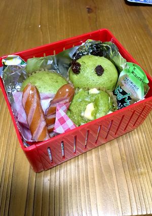 中学生女子 抹茶蒸しパン弁当-レシピのメイン写真