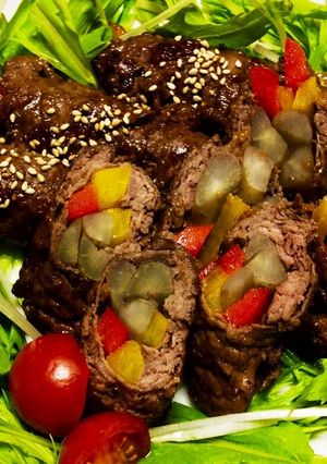 ゴボウとパプリカの牛肉巻き＊甘辛照り焼き-レシピのメイン写真