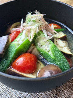 夏野菜とみょうがの味噌汁-レシピのメイン写真