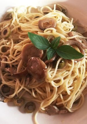 マッシュルームとオリーブのパスタ-レシピのメイン写真