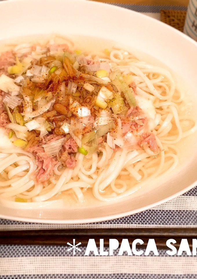 だしで味わう＊ツナの冷やしとろろうどん♡-レシピのメイン写真