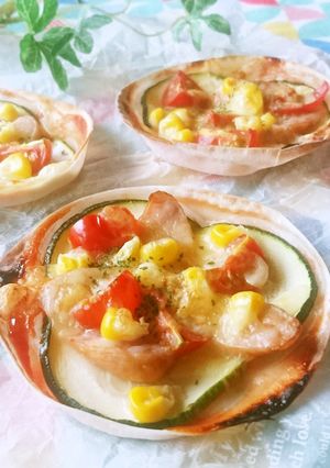 餃子の皮deズッキーニとウインナーのピザ-レシピのメイン写真