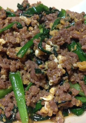 ごはんが進む！ひき肉にら玉炒め-レシピのメイン写真