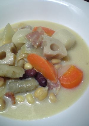 根菜＆豆の美味しい豆乳スープ♪-レシピのメイン写真