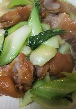 絶品・豚足の醤油漬けとチンゲン菜の炒め-レシピのメイン写真