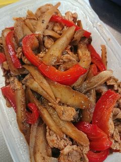ゴボウと豚肉のトマトケチャップ炒め-レシピのメイン写真