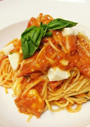 モッツァレラチーズとトマトのスパゲッティ-レシピのメイン写真