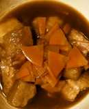 母親の介護食に人参ビーフシチュー食パン粥