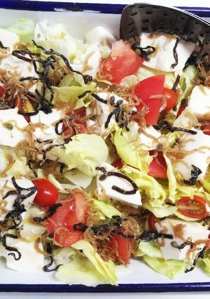 （サラダ）豆腐　レタス　トマト　和風-レシピのメイン写真