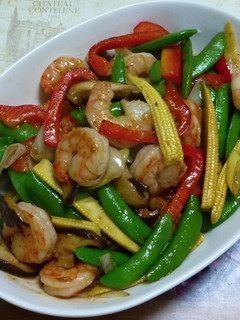 エビと彩り野菜の五香粉風味炒めもの-レシピのメイン写真