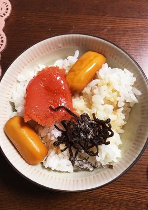 明太子バター塩昆布スモークチーズ丼-レシピのメイン写真