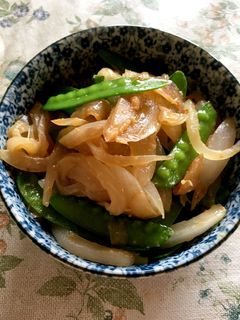 さやえんどうと玉ねぎの味噌炒め-レシピのメイン写真