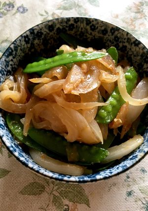 さやえんどうと玉ねぎの味噌炒め-レシピのメイン写真