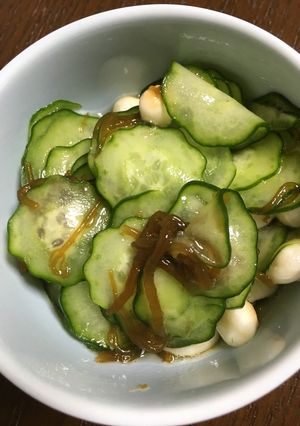 豆麩入りもずくときゅうりの酢の物-レシピのメイン写真