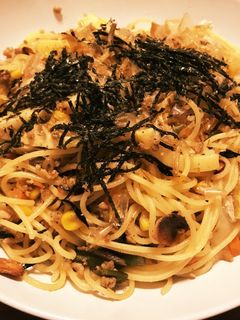 たけのこと挽き肉の和風パスタ-レシピのメイン写真