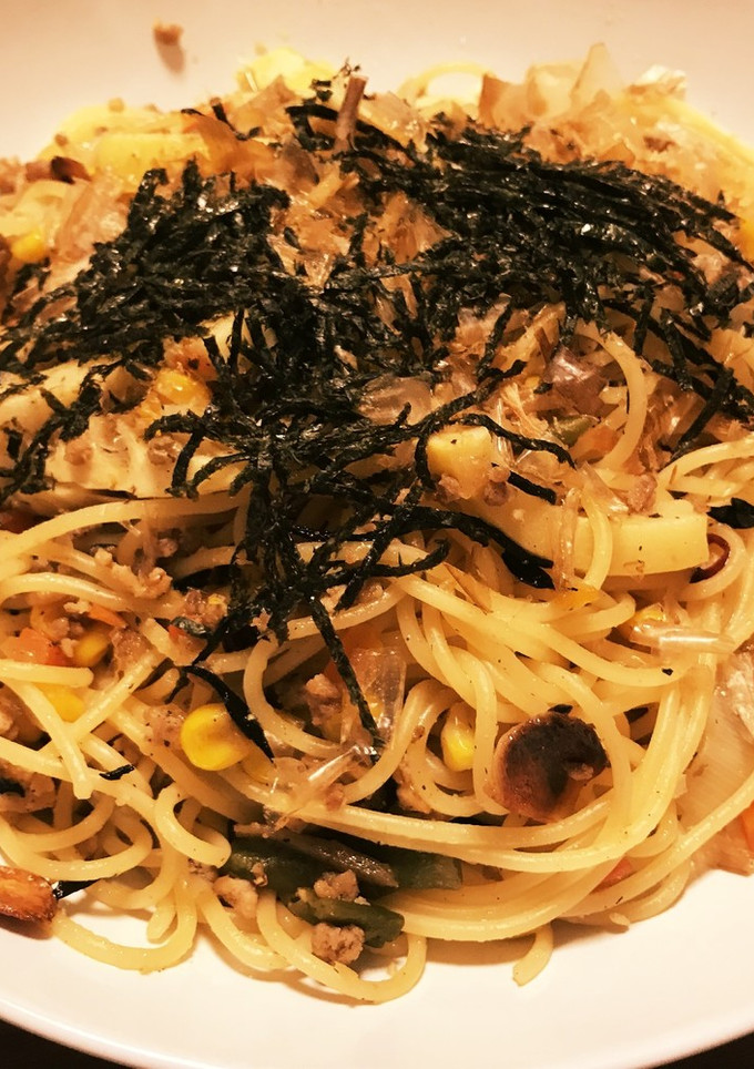 たけのこと挽き肉の和風パスタ-レシピのメイン写真